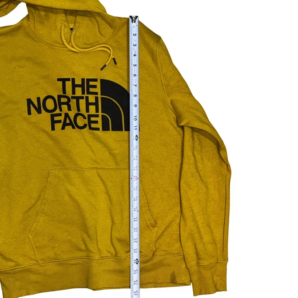 The‎ North Face Yellow Hoodie Sweatshirt Men's Size M Logo Pullover Casual Flaw